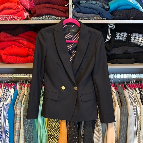 J Crew black one button closure back slit 2 pocket blazer size 00 - Picture 1 of 4